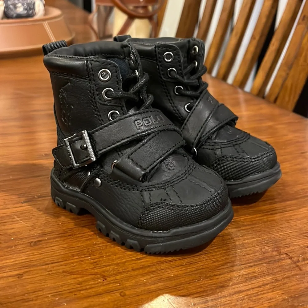 Polo Ralph Lauren Tavin Boots black new Toddlers Infant Boys Size 4